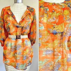 ✅FREE✅ sheer chiffon breezy tunic top - beach resort wear - S